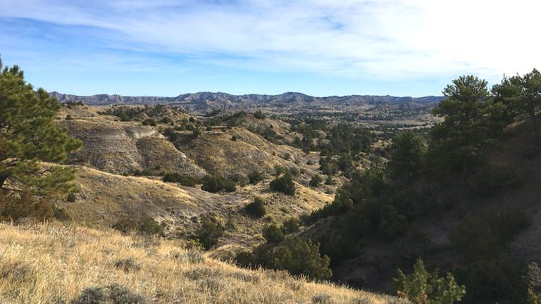 A mountain view at Burnt Hollow Outdoor Recreation Area in Weston, Wyoming.