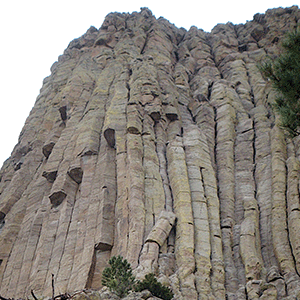 An upwards view of the Durrance Route at Devils Tower National Monument.